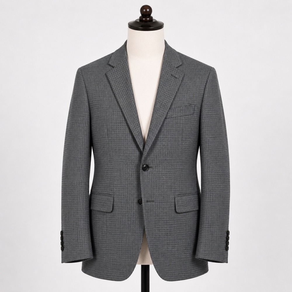 Lauren Ralph Lauren Mens 48R Silk Wool Houndstooth Sport Coat Grey Blazer